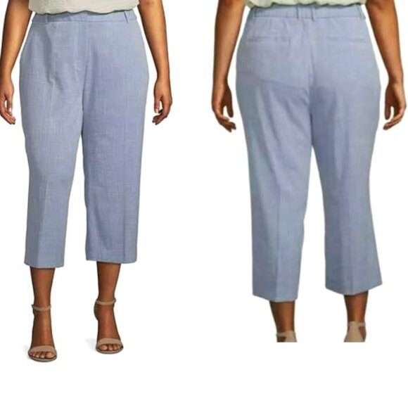 Worthington NEW Plus Size 16W High Waist Wide Leg Women's Capri Crop Pants Blue - Picture 1 of 5